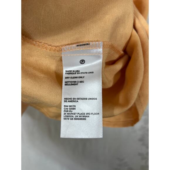 Urban Renewal Dress Large Orange Linen Ruffle Sleeve USA Made Vintage Fabric - Picture 3 of 7